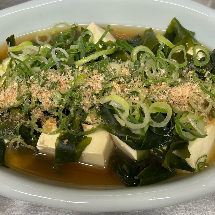 レンチンであったか豆腐と若芽♪